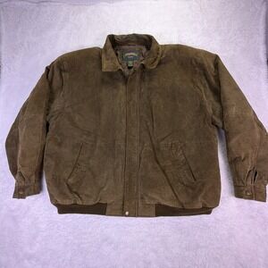 VTG Cambridge Classics Suede Leather Jacket‎ Mens XL Quilted Liner Brown -READ-